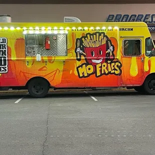 a food truck parked in a parking lot