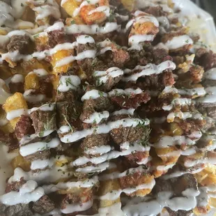 Steak and crawfish fries with Ranch
