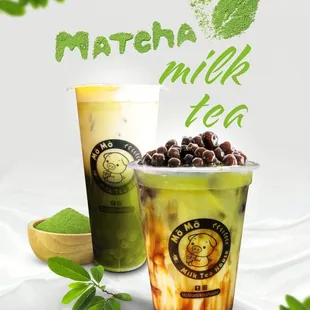 matcha milk tea and matcha milk tea