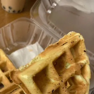 Different view of pandan waffle