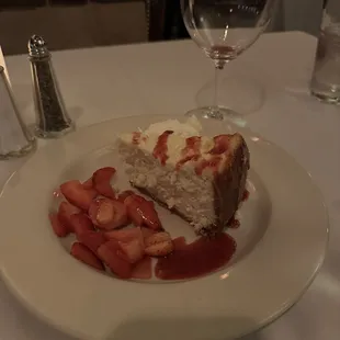 Complimentary strawberry cheesecake