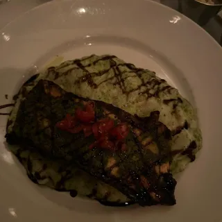 Pesto Crusted Salmon w/Pesto Mashed