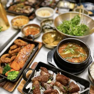 a table full of food