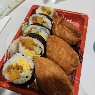 Veggie roll and inari bento