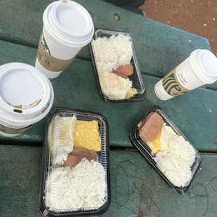Breakfast for 3, bento &amp; Starbucks coffee @ the park on Sunday funday!