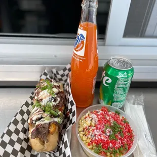 The Philly mob dawg, Fanta orange soda, an the corn with a sprite ya boi.