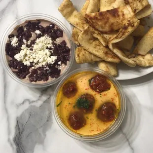 Kalamata and spicy hummus:)
