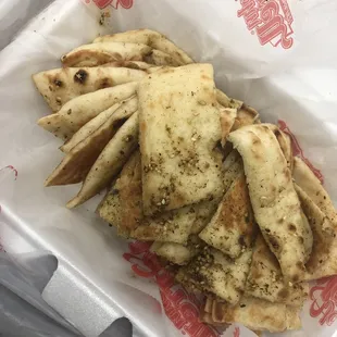 Grilled and seasoned pita