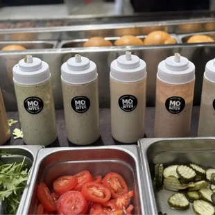 Sauces and burger toppings