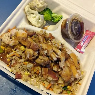  tray of food on a table