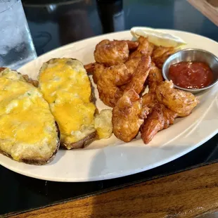 Fried shrimp &amp; twice baked cheesy potatoes