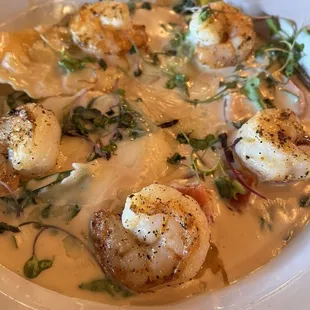 Lobster stuffed ravioli.