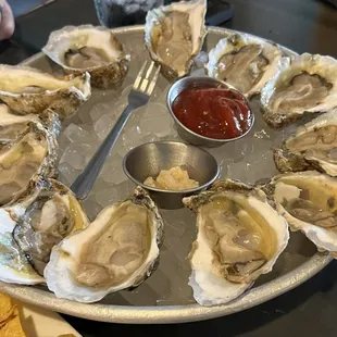 Raw oysters.