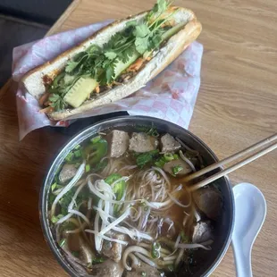 meatball pho and banh mi sandwhich