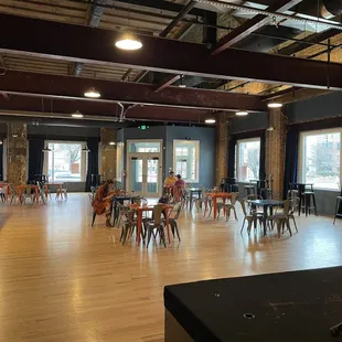 Café seating, dance floor