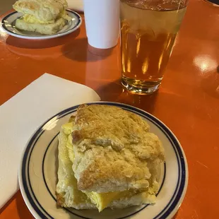 Egg and cheese biscuit sandwich.