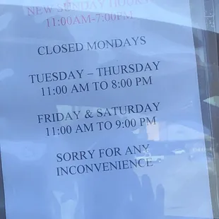 New Hours