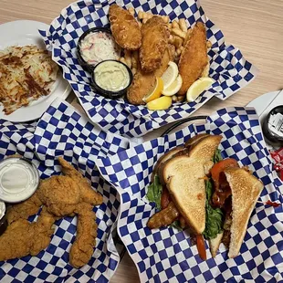 Moby's Chicken Tenders, BLT Classic, Fish &amp; Chips
