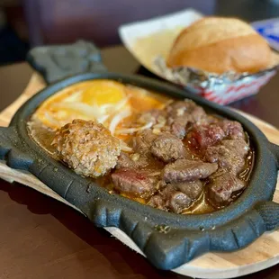 Bánh Mì Chảo: Sizzling Beef Plate | $19.95 (requested rare)