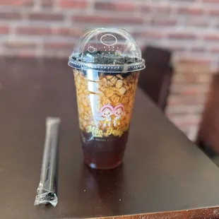 Herbal tea. Tasted like grass jelly.