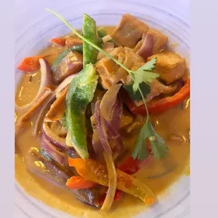 Yellow Tofu Curry  (If you want less spicy say "less spice")