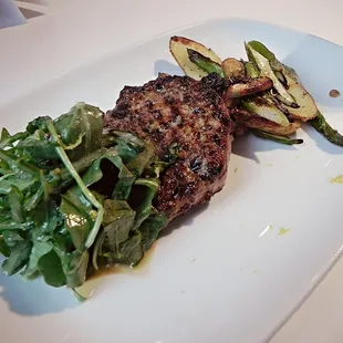 Seared Mustard Glazed Pork Chop with Fingerling Potatoes &amp; Citrus Dressed Arugula