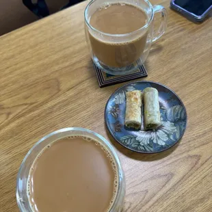 Two chai and two baklavas
