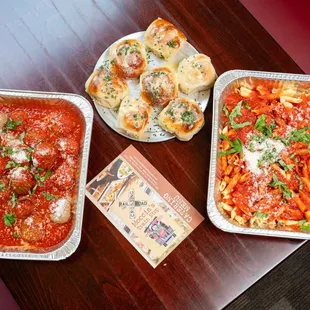 three containers of food