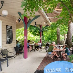 people eating outside