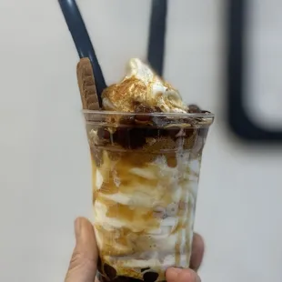 True milk base with brown sugar boba and sea salt caramel - We shared this as it was a good size!