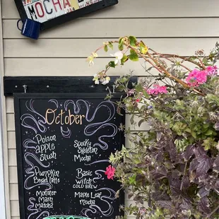 a menu on the wall