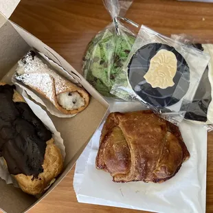 Eclair, cannoli, Andes mint &amp; chip, Chewbacca cookie (discounted, leftover May 4th cookie I think), black &amp; white, apple dumpling
