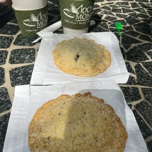 Top to bottom: Americano, almond raspberry scone, &amp; lemon scone.