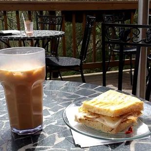Southwestern panini and iced latte