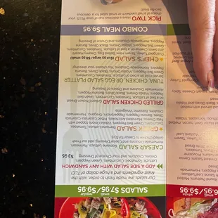 menu