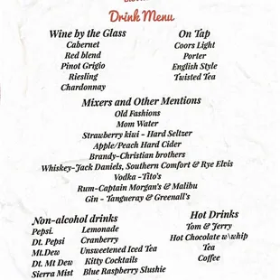 Current ever expanding beverage menu