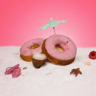 Raspberry lychee mochi donut!