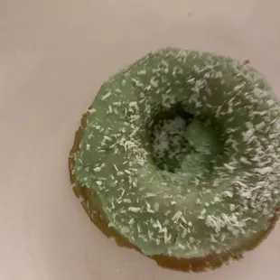 Snowy pandan Mochi donut