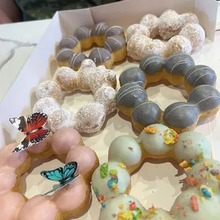 Strawberry, taro, black sesame, funnel cake, tutti-frutti.