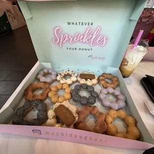 a box of doughnuts on a table