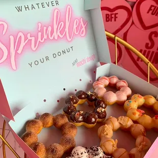 a variety of donuts in a box