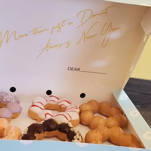 Cute donut box &quot;More than just a donut, always near you&quot;