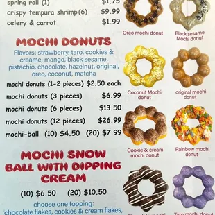 a menu for a doughnut shop