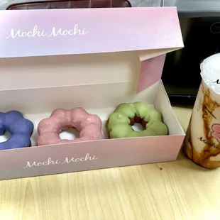 3 Piece Mochi Donuts &amp; 2. Tiger Brown Sugar Milk Tea