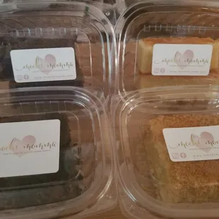 My run for today. Cookies and creme, ube, butter mochi and peanut butter mochi