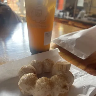 Honey citrus tea &amp; caramel mochi donut