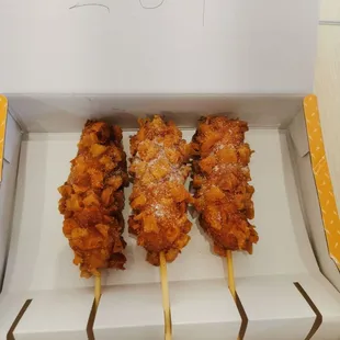 corndogs labeled with the menu number