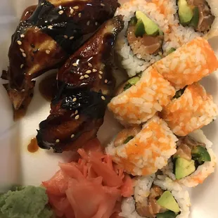 Unagi bbq eel sushi &amp; Spicy Salmon Roll
