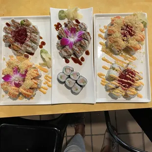 This is an assortment of sushi rolls I had for dinner. All were delicious.