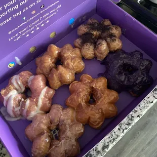 Strawberry cheesecake, passion fruit, cookies n cream,  and ube